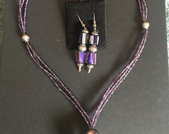 Purple Bam 18’ necklace and earring set