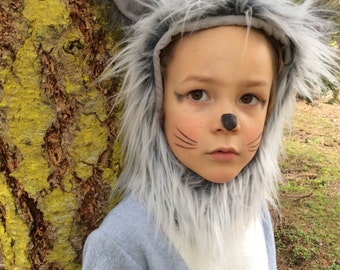 Grey Wolf Halloween Kids Costume for Boys or Girls, Toddler Costume, Childrens Costume, hood and suit Wolf Costume