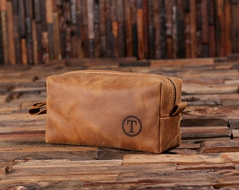 Personalized Leather Toiletry Bag, Dopp Kit, Leather Shaving Kit, Groomsmen, Father's Day Gift, Boy Friend Gift Travel Shaving Bag