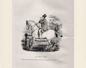 Randolph Caldicott sketch (IN HYDE PARK) 1889 bookplate mounted