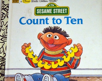 Sesame Street Count to Ten Vintage Children's Book First Little Golden Book