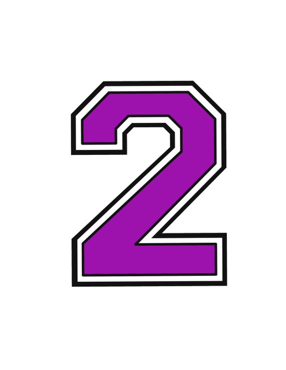 Iron on purple number 2 for t shirt transfer INSTANT DOWNLOAD