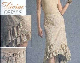 Vogue V8364 Divine Details Flared Ruffle SKIRT Sewing Pattern Size 6, 8 and 10 High Low Hi Lo Skirt UNCUT