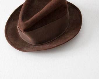 vintage 60s Stetson fedora, brown suede hat