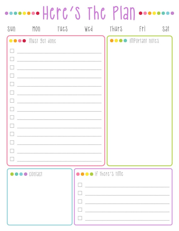 heres the plan daily to do list printable colorful dots