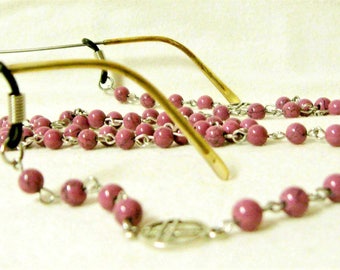 Lavender Turquoise eyeglass holder with cross charm - EG01-010