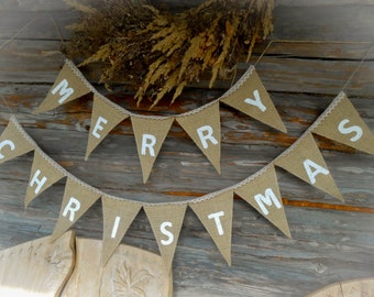 Merry Christmas Garland Merry Christmas Banner Holiday Banner Christmas Decor Holiday Mantel Decor Mantel Banner Winter Banner Scandinavian
