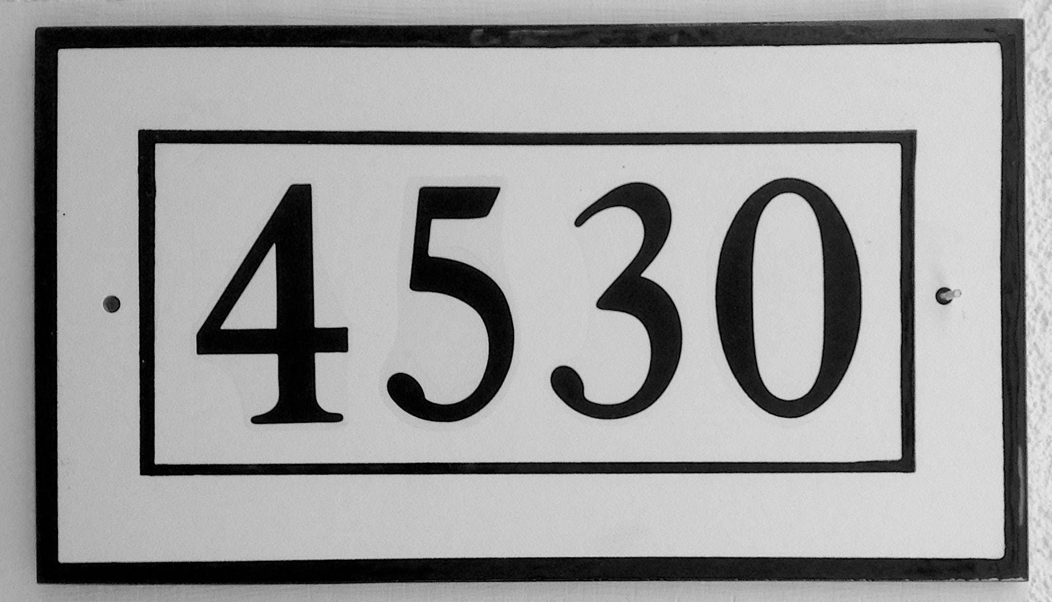 Black and White House Number Address Tile Sign Ceramic House