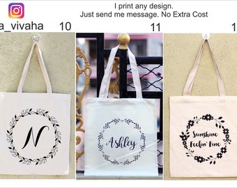 Bridesmaid Tote Bag Set of 4, Bridal party totes, Bridesmaid tote, Bridemaid gift, Personalized tote, Monogrammed tote, Wedding gift