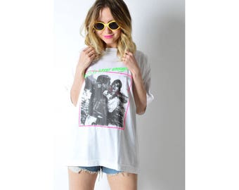 Vintage 90s White Summer Festival T-Shirt Size S/M
