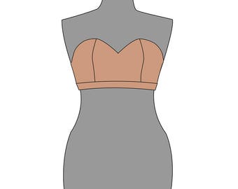 Sweetheart bodice. Women's pdf pattern and tutorial for dresses.