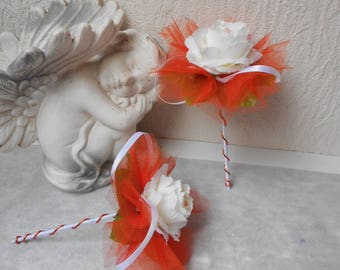 Wand bouquet bridesmaid bouquet - orange white and cream