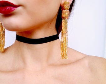 GLOBAL NOMAD TASSEL EARRINGS GOLD main image 1