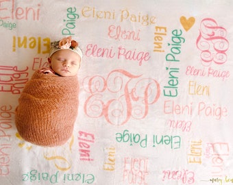 SALE! Baby Girl Blanket Personalize Baby Blanket Monogram Baby Blanket Name Blanket Swaddle Receiving Blanket Baby Shower pink and gold