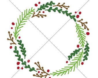 Christmas Wreath Monogram Frame SVG dxf Files for Cutting Machines like Silhouette Cameo and Cricut, Commercial Use Digital Design