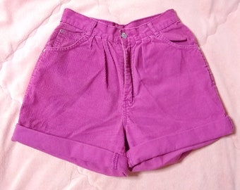 Vintage Pink Corduroy Shorts, Pink High Waisted Shorts, Vintage Pink High Waist Shorts, Vintage Pink Shorts, Corduroy Shorts