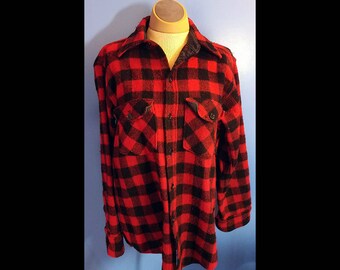 Vintage Woolrich Wool Shirt Red and Black Buffalo Plaid Size Mens M Womens L