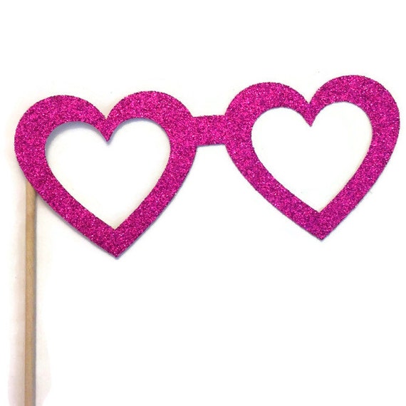 Photo Booth Prop Heart Glasses Photo Booth Prop With Glitter 1577