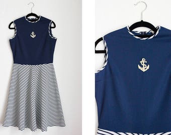 Vintage Navy and White Sailor Dress