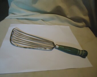 Vintage Batter Beater With Green Wood Handle, collectable