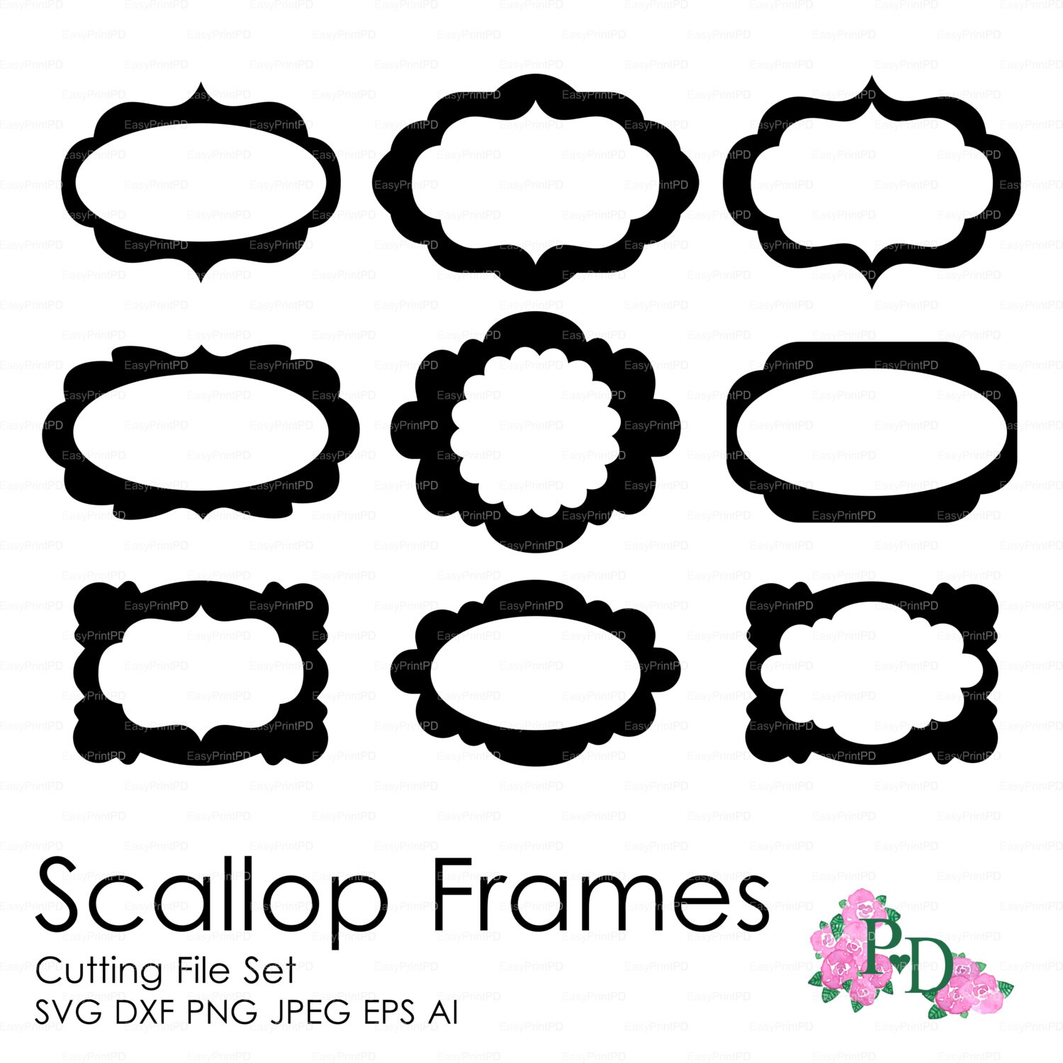 Scallop Frames Set of 9 Cutting File svg dxf ai eps png