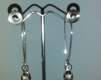 Silver glass teardrop earrings