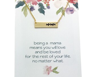 new mom gift, expecting mom, mama necklace, gold or silver mama bar necklace, new mama, mothers day Jewelry, mama quote, mama card,
