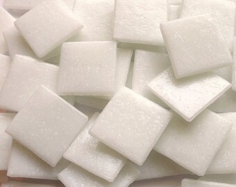 20mm (3/4") Bright White Vitreous Glass Mosaic Tiles//Mosaic Supplies//Mosaic Pieces//Crafts