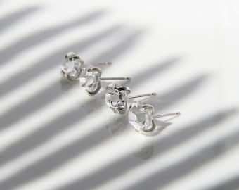 Herkimer diamond stud earrings | Rough stone earrings | Diamond quartz studs | Dainty studs | Dainty earrings | Raw stone studs | Edgy studs