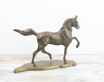 Vintage Brass Horse Statue Arabian horse Brass Figurine western decor Metal Horse art