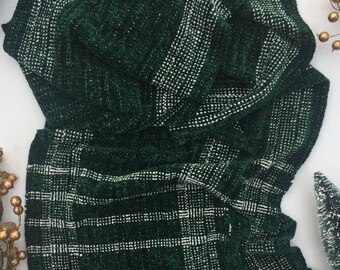 Evergreen Scarf | Handwoven | Rayon Chenille | Vegan Material |Gifts