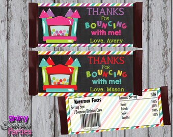 BOUNCE HOUSE Candy Bar WRAPPERS, Bounce House Birthday Party Favors, Bouncey House Candy Bar Wraps, Bounce House Party Favors, Summertime,