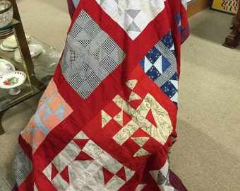 Antique Quilt Top with Turn of the Century Materials Full Size