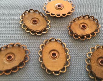 Vintage Double Lace Edge Nice Patina Brass Settings (2)