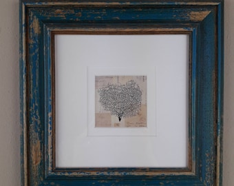 Pretty little print on wooden frame 24x24 cm