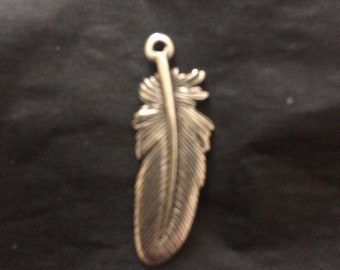 Vintage silver feather pendant
