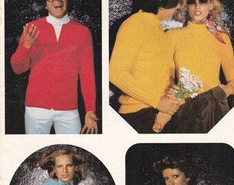 ON SALE Patons Knitting Jasmin - Vintage 1970s Men and Women Knitting Pattern No 455