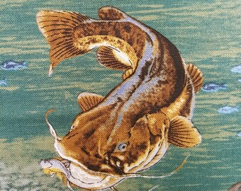 Top Rod fabric by the yard Elizabeth's Studio fishing in the lake