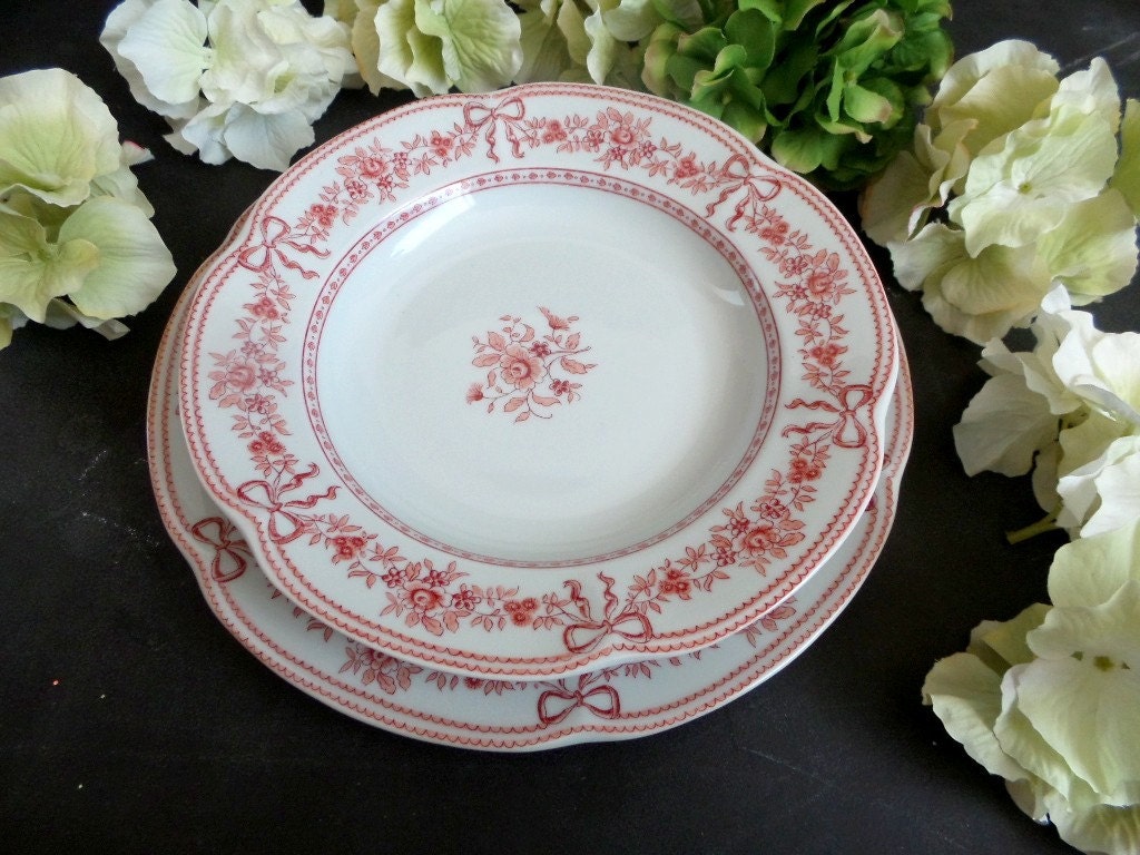 Limoges Porcelain Dinnerware Set. French Vintage Porcelain of