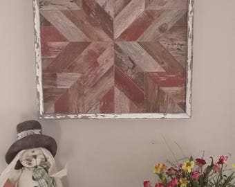 Barn Wood Quilt Block Wall Decor Rustic Artwork Handcrafted from Salvaged Reclaimed Barnwood