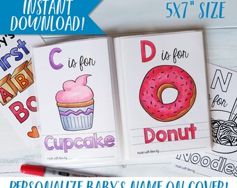 ABC Coloring Book, Printable ABC Book, Personalized Coloring Books, Nursery Decor, Baby Shower Activity, Shower, Coloring Pages, 5x7" PDF