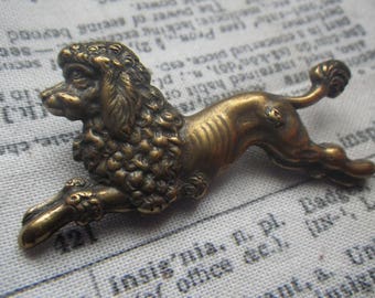 Pretty Poodle Antiqued Bronze Plated Pin 40x26mm 1 Pc