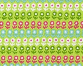 Flowers green patchwork fabric