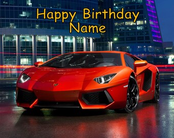 Lamborghini Lambo Car Edible Image Cake Topper Personalized Birthday 1/4 Sheet
