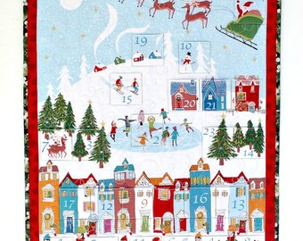 Advent Calendar, Quilted Wall Hanging, Christmas Wall Quilt, Wonderland Winter Village, Heirloom Quilt, Children's Activity Calendar
