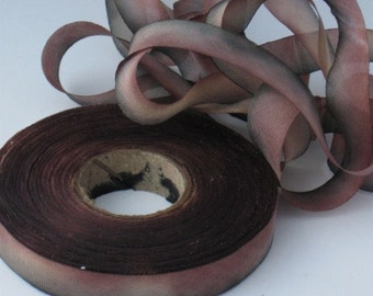 Silk Ribbon ,Hand Dyed Silk Ribbon, bias-cut 7/16wide TZ