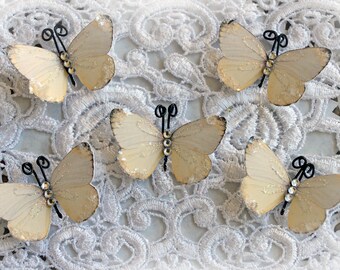 Reneabouquets Tiny Treasures Butterfly Set- Oh So Butterlicious Glitter Glass Butterflies Scrapbook Embellishment, Home Decor, , Wedding