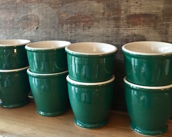 Vintage Egg Cup or Custard Cup, Deep Teal with Ivory Interior, Restaurant Ware, Walker China Bedford Ohio 1952