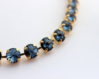 Swarovski bracelet, Denim Blue bracelet, Blue Swarovski bracelet, Rhinestone bracelet, Swarovski blue, bridesmaid bracelet, Rivoli blue SD01