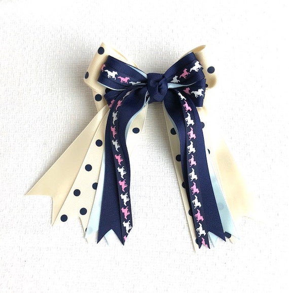 Pony Girl Horse Show Hair Bows/equestrian hair accessory/navy